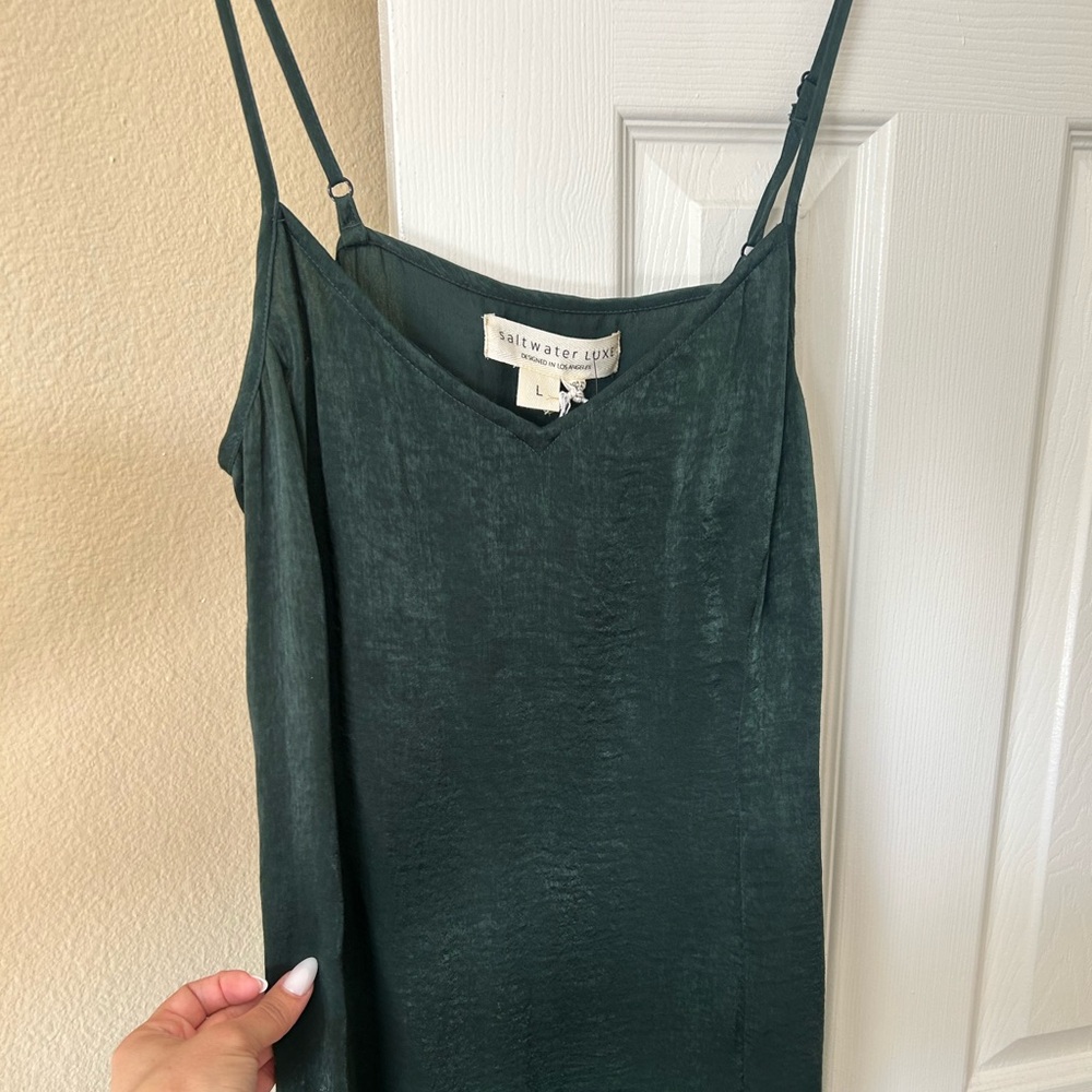 Saltwater Luxe Dark Green Dress with slit